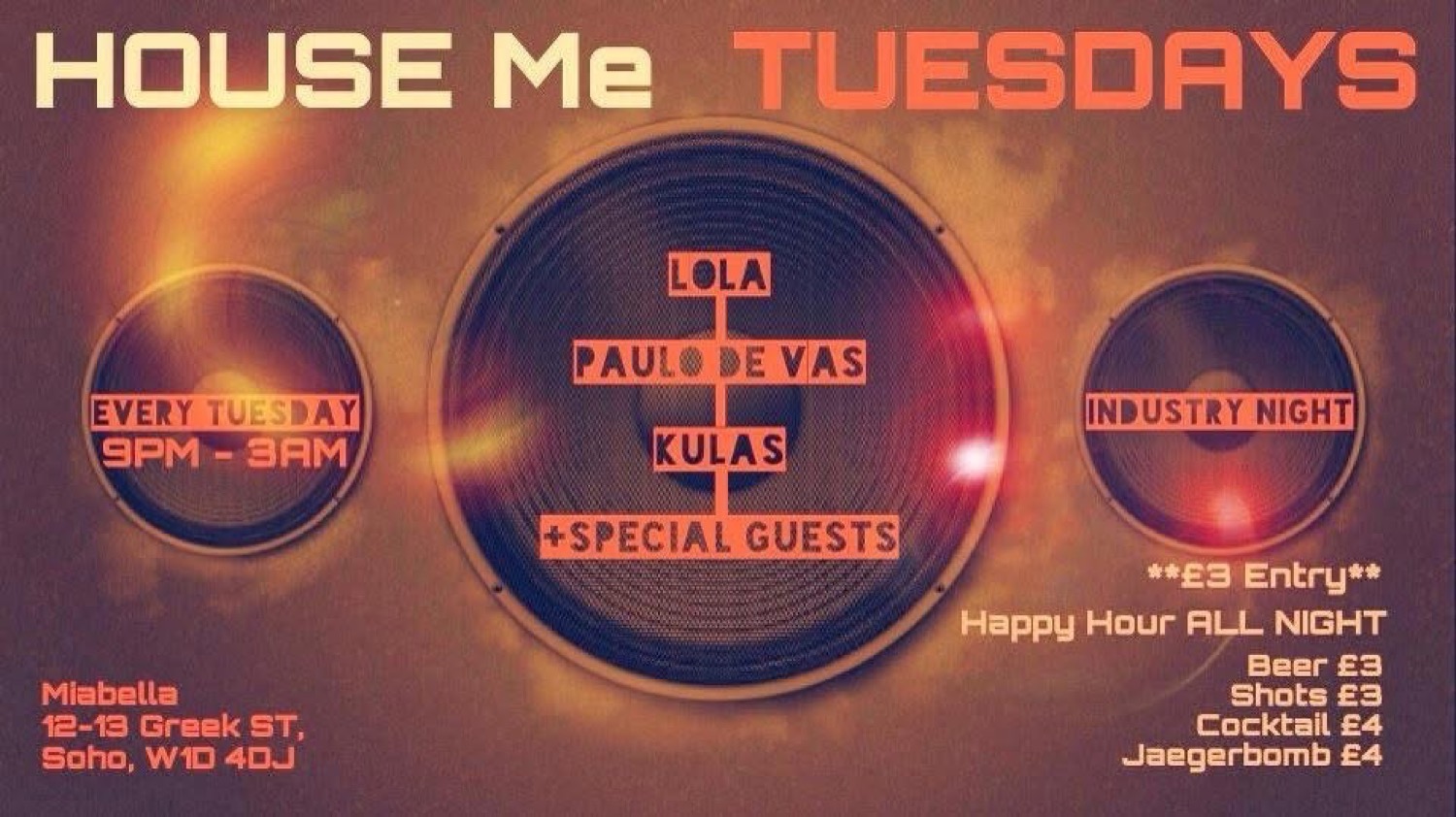 Miabella event flyer featuring KULAS.